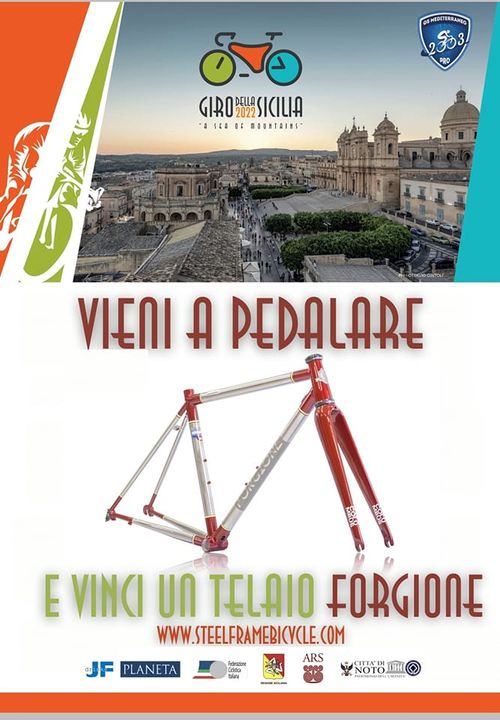 Volantino Giro della Sicilia con sponsor Forgione Telai