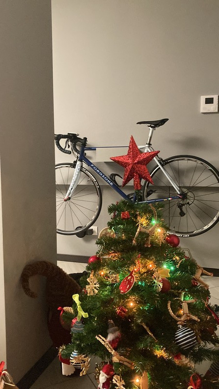 Franco's bike under the Christmas tree