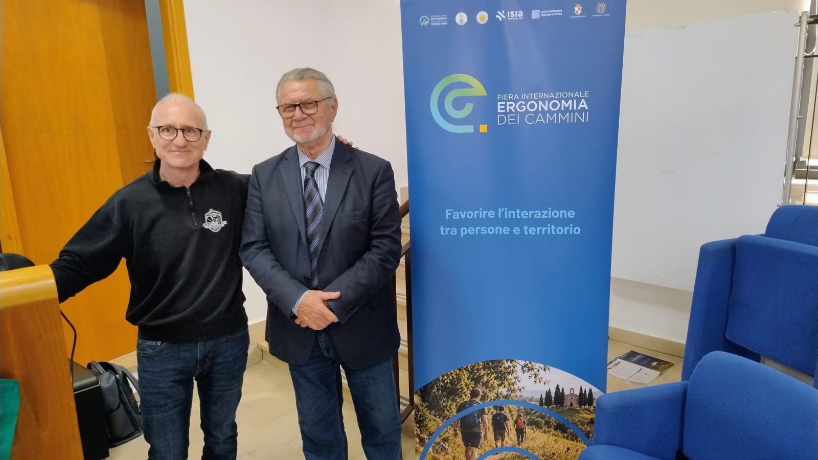 Vincenzo Forgione con il presidente nazionale degli ergonomi alla Fiera Ergonomia dei Cammini