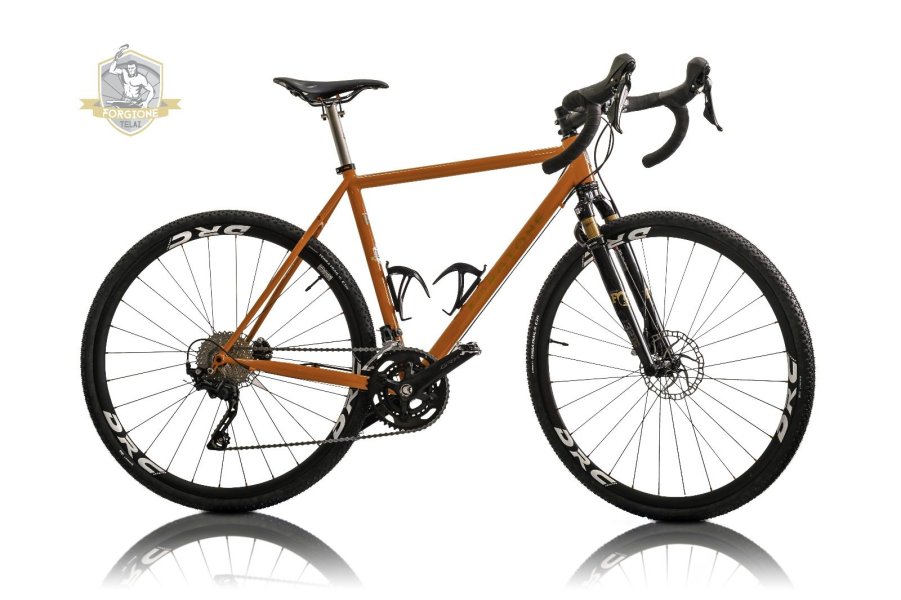 Orange plus Gravel bicycle frame in steel, silver fillet brazed technique, numbered frame